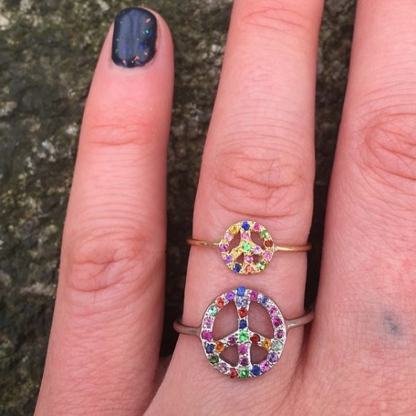 IN Rings2PeaceSigns Multicolor Peace Sign Ring