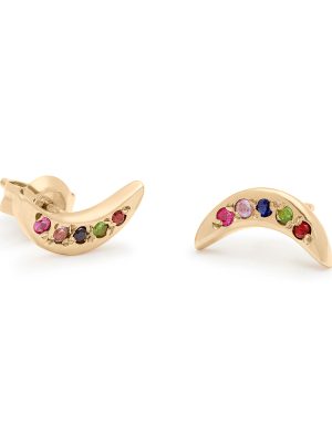 Rainbow Mini Moon Studs