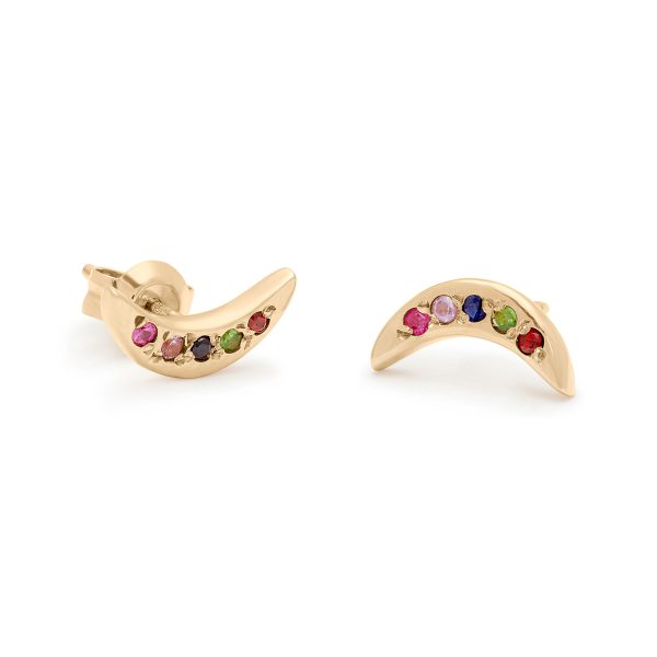 Rainbow Mini Moon Studs