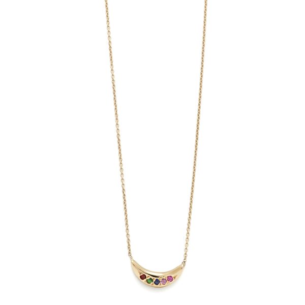 Yellow Gold Rainbow Mini Moon Necklace