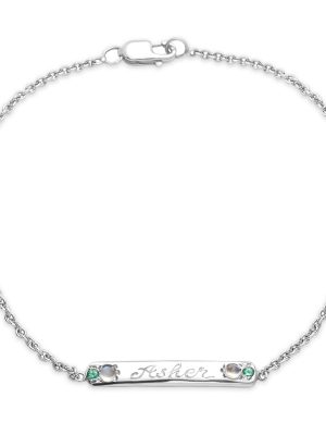 Moonstone & Gem Skinny ID Bracelet