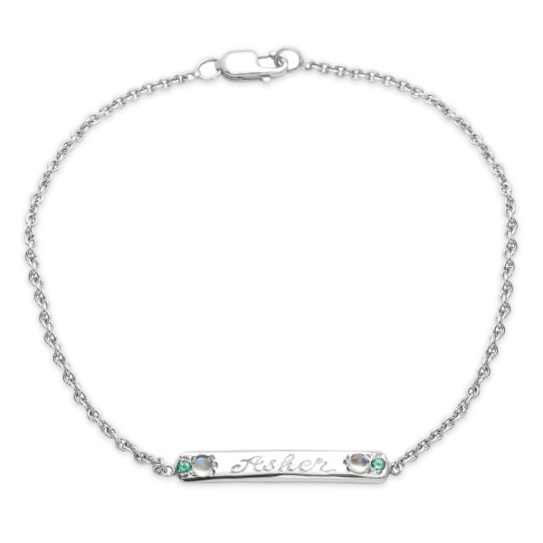 Bracelet_PlatinumSkinnyID Moonstone & Gem Skinny ID Bracelet