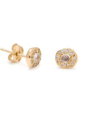 Moonstone Diamond Disk Studs