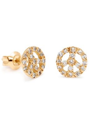 White Diamond Peace Sign Studs