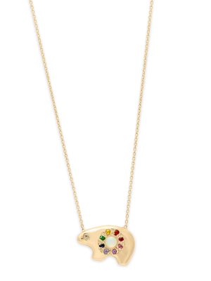 Opal Rainbow Bear Necklace