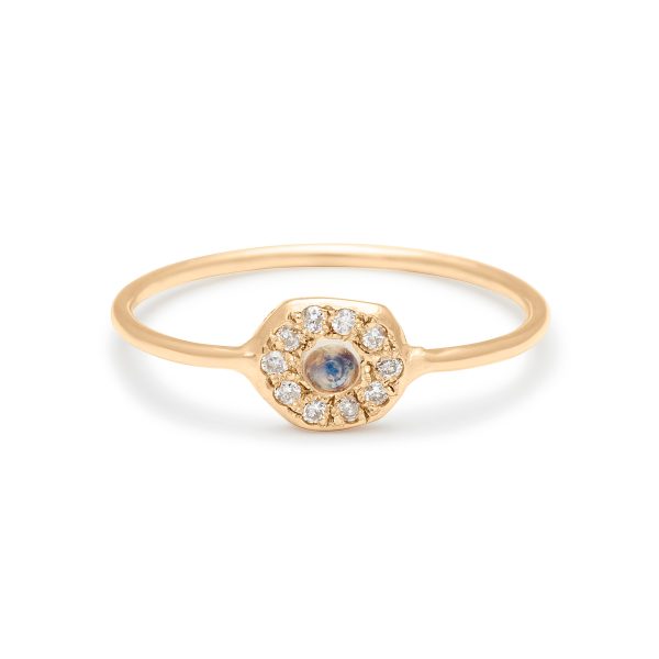 Moonstone Diamond Disk Ring