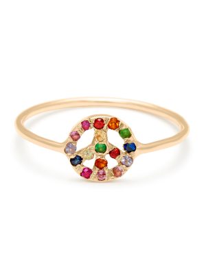 Multicolor Tiny Peace Sign Ring