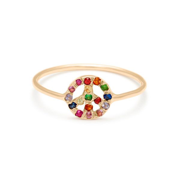 Ring_TinyTieDyePeaceSign Multicolor Tiny Peace Sign Ring