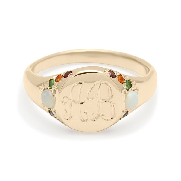 ES10-25-1837150 Opal Rainbow Large Signet Ring