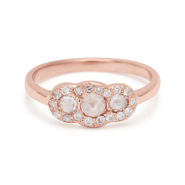 pink gold 3 rosecut diamond ring
