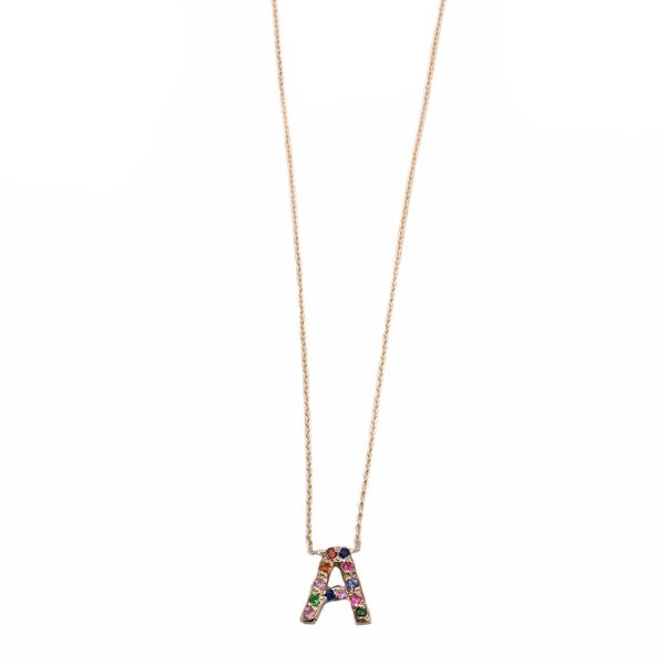 letter-necklace-gemstones-handmade-pinkgold Letter Necklace