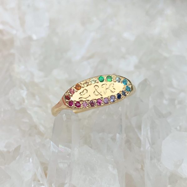 Rainbow Oval Signet Ring