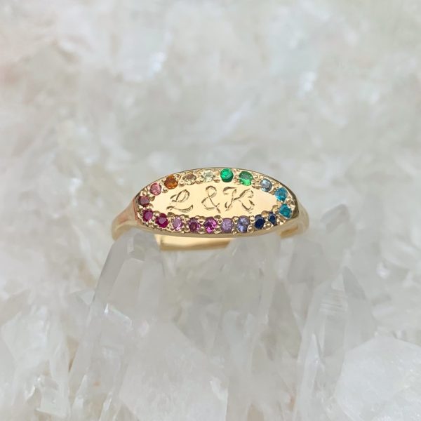 Rainbow Oval Signet Ring