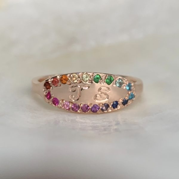 Rainbow Oval Signet Ring
