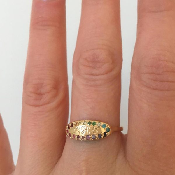 Rainbow Oval Signet Ring