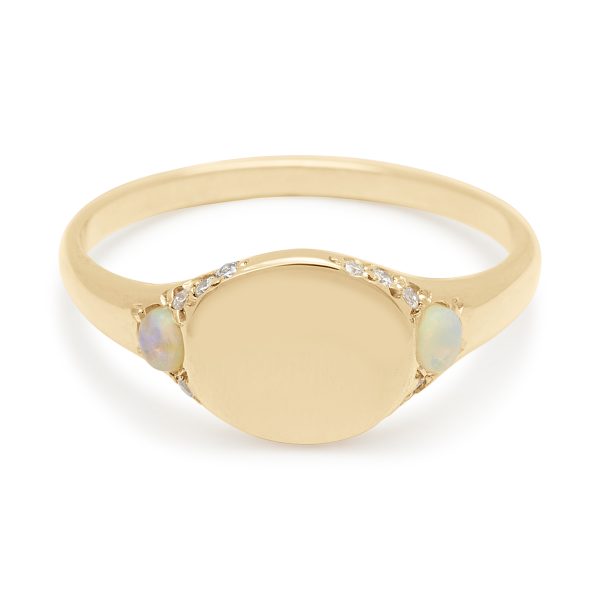 Classic Opal White Diamond Signet Ring
