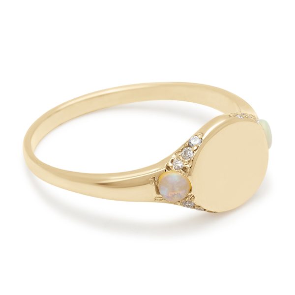 Classic Opal White Diamond Signet Ring