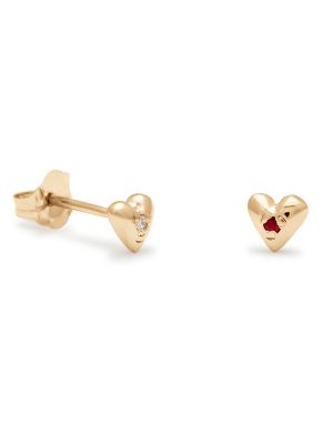 Teeny Tiny Heart Stud Earrings in Yellow Gold