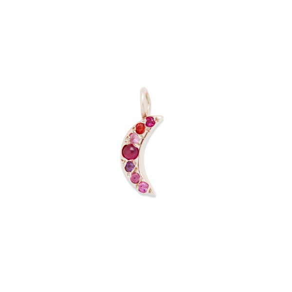 custom-mini-moon-gold-charm-diamond-gems-14k-white-gold moon charm necklace in 14k white gold with diamonds and gemstones