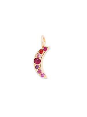 moon charm necklace in 14k yellow gold with diamonds and gemstones