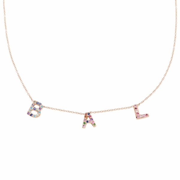 3letternecklace-pinkgold 3 Letter Necklace in 14k Pink Gold
