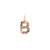 custom-letter-charm-necklace-rainbow-gems-14k-yellow-gold-letter-b single letter charm 14k gold necklace - customizable diamonds & gems - 14k yellow gold - letter b
