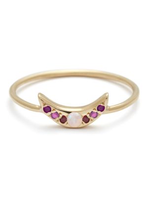 Mini Moon Ring - Personalize the Gemstones - 14k Yellow Gold