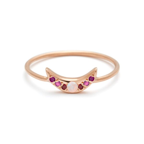 Mini Moon Ring - Personalize the Gemstones - 14k Rose Gold