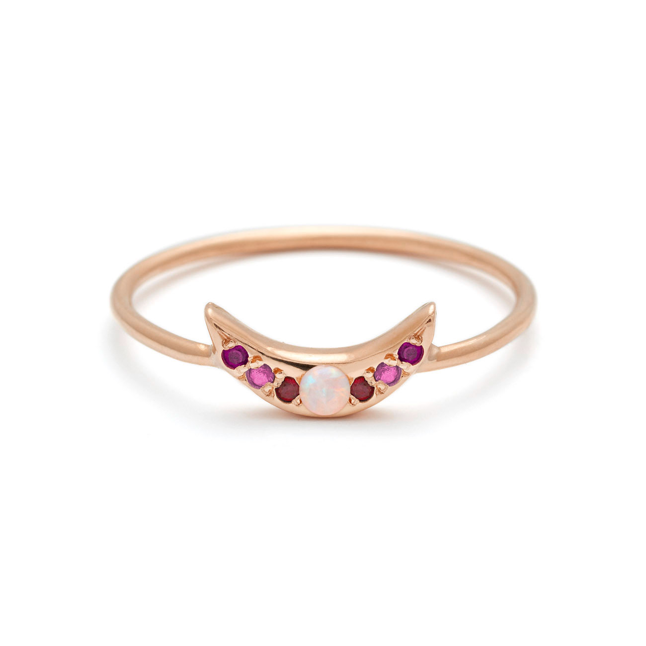 Mini Moon Ring - Personalize the Gemstones - 14k Rose Gold
