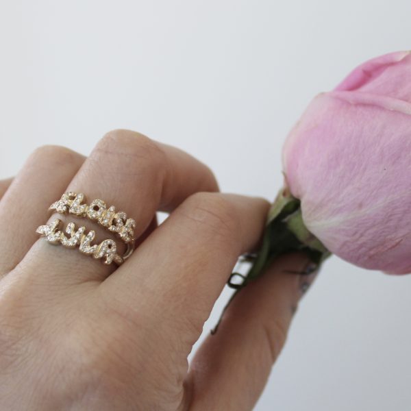 gold_diamond_name_rings White Diamond Encrusted Custom Name Ring