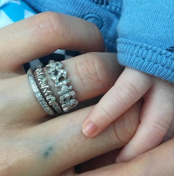 wearing-platinum-name-ring-with-white-diamonds wearing platinum name ring with white diamonds