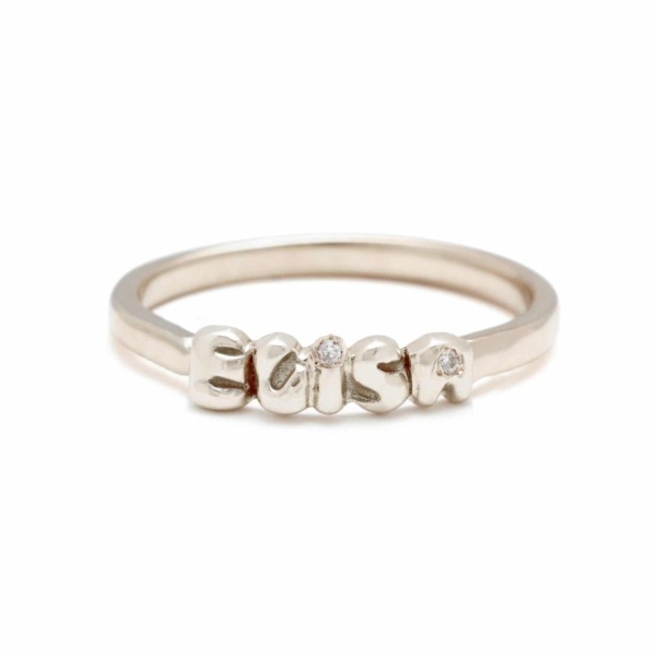 white-diamond-name-ring-14k-white--gold White Diamond Custom Name Ring