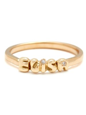 White Diamond Custom Name Ring