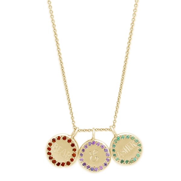 circle-necklace-customize-gemstones-engraving-personalized-3-circles-yellow-gold Custom Circle Necklace - Personalized Engraving and choose gemstones - 3 circles in yellow gold