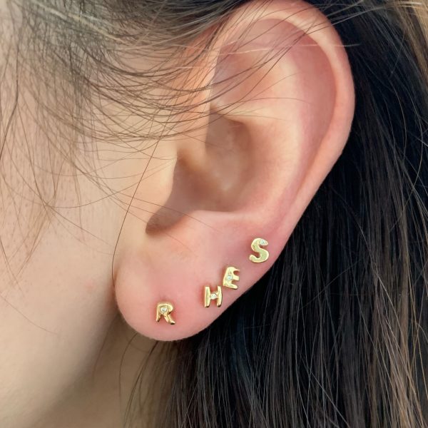White Diamond Letter Stud