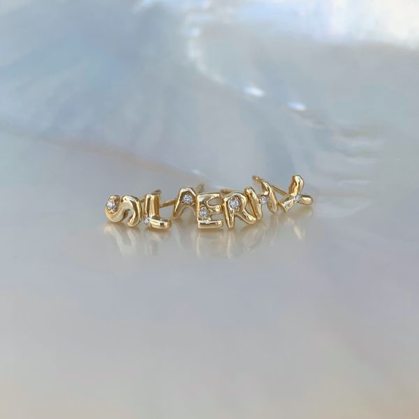 White Diamond Letter Stud