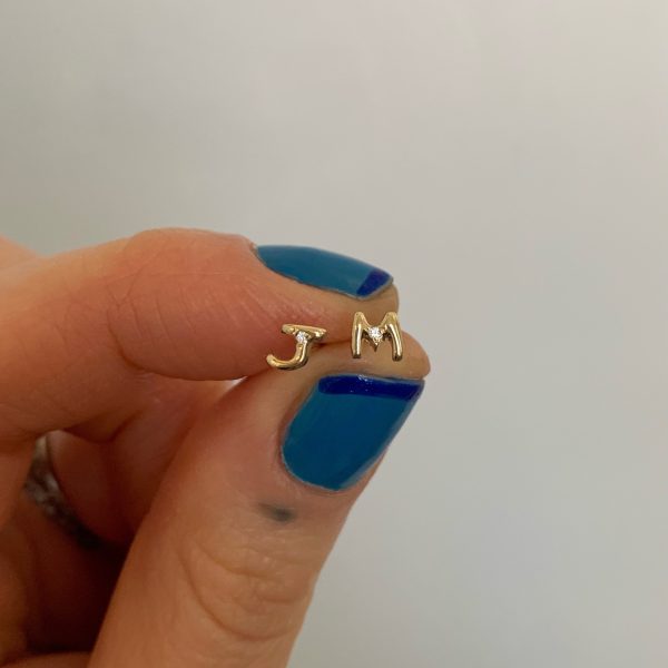 White Diamond Letter Stud
