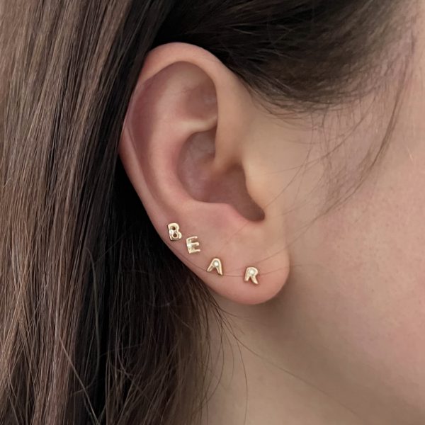 White Diamond Letter Stud