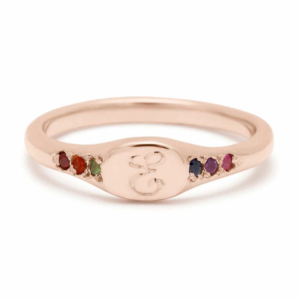 rainbow-mini-signet-ring-pinkgold pink gold rainbow mini signet ring