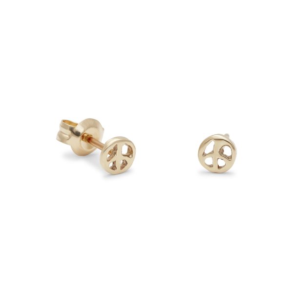 Pink Gold Teeny Tiny Peace Sign Studs
