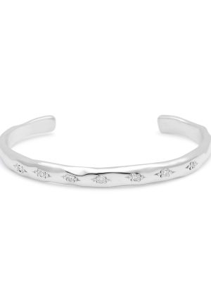 cuff bracelet sterling silver white diamonds