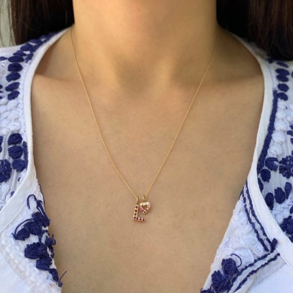 letter-and-heart-charms Gold Charms - Letter Charm & Heart Charm on Necklace