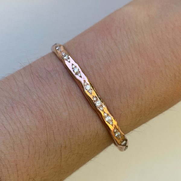 A381C640-9962-48F3-9007-FABCFF644D3C Pink Gold White Diamond Cuff Bracelet