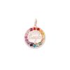 circle charm 14k gold necklace - customizable diamonds & gems - 14k pink gold