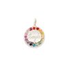 circle charm 14k gold necklace - customizable diamonds & gems - 14k white gold