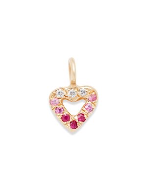 heart charm 14k gold necklace - customizable diamonds & gems - 14k yellow gold