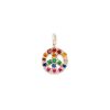 peace sign charm gold necklace - customizable diamonds & gems - 14k white gold