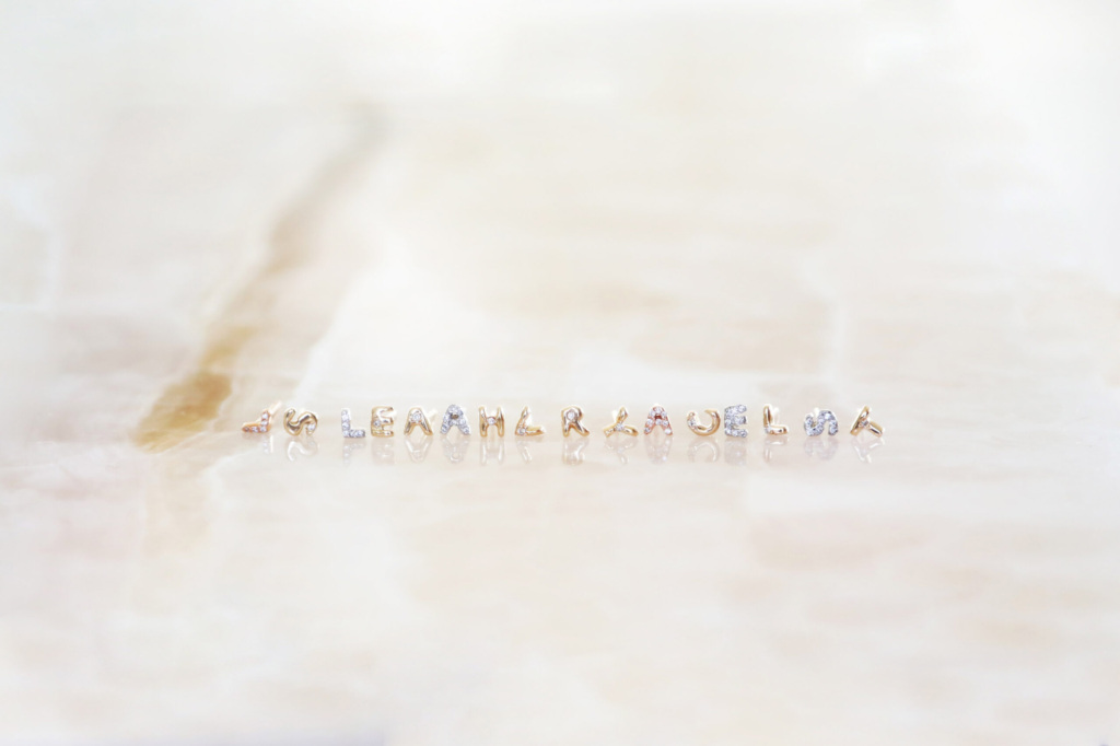 Diamond Hand-carved Letter Stud Earrings