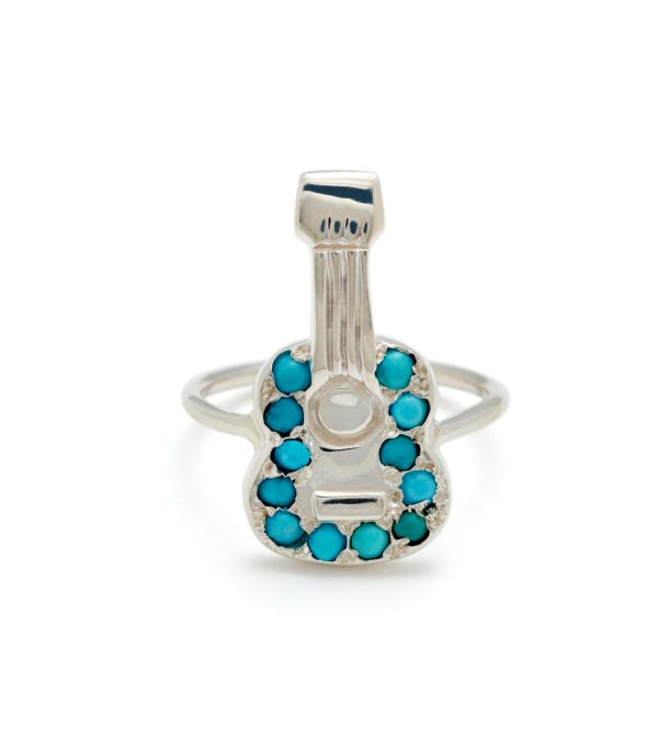 Silver Turquoise Guitar Ring