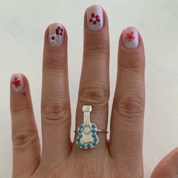 Silver Turquoise Guitar Ring